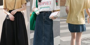 Unexpectedly, T-shirt + skirt became popular (the western style reduces age and has an eye-catching temperament, which is a plus)