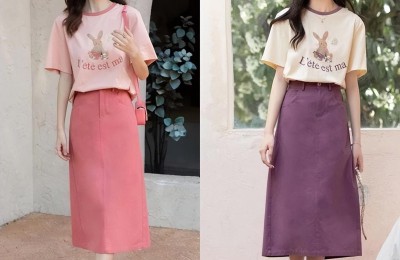 In summer, T-shirts and skirts are more suitable (these matching methods reduce age and look elegant)